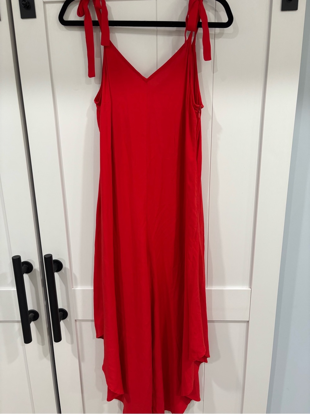Vince Camuto Red High-Low Slip Romper with Tie Straps